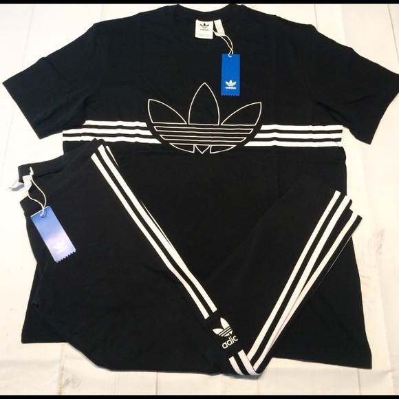 adidas Pants - New adidas 3 stripe outfit leggings T-shirt set L